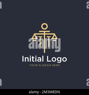 TT ursprüngliches Monogramm-Logo mit maßstabsgetreuen und säulenförmigen Designideen Stock Vektor
