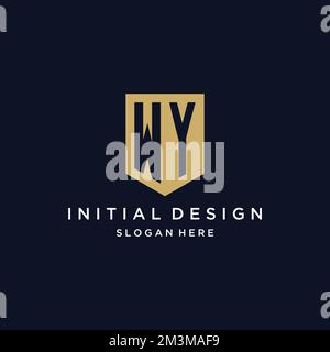 WY Monogramm Initialen Logo-Design mit Shield Icon-Vorlage Stock Vektor