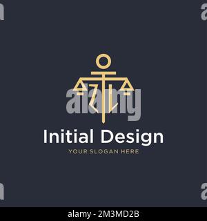 ZL erstes Monogramm-Logo mit maßstabsgetreuen und säulenartigen Designideen Stock Vektor