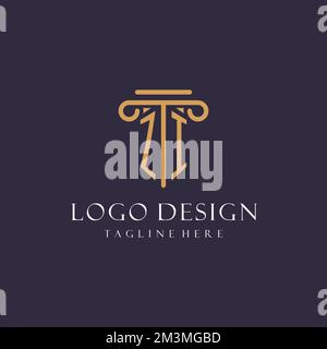 ZI-Monogramm Initialen Design für Anwaltskanzlei, Anwalt, Kanzlei mit säulenähnlichen Ideen Stock Vektor