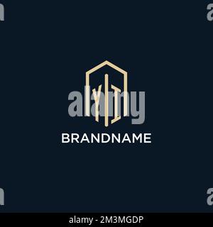 YI ursprüngliches Monogramm-Logo mit sechseckiger Form, Immobilienlogo Design-Ideen-Inspirationsvektor Stock Vektor