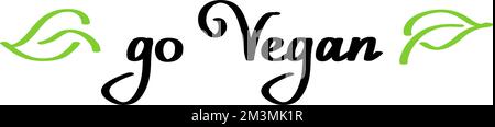Vegane handgezeichnete Textanzeige mit grünen Vektorbuchstaben. Kalligraphische vegane Illustration Stock Vektor