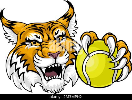 Wildcat Bobcat Tennis Ball Tier Team Maskottchen Stock Vektor