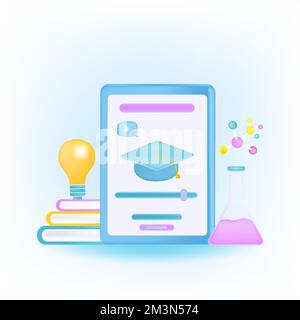 Mobiles Lernen, E-Learning und Online-Bildungskonzept Stock Vektor