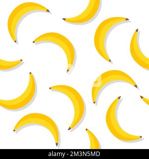 Bananenmuster. Wiederholen Sie das Bananenmuster. Hintergrund für gelbe Bananen. Bananenmotiv. Gelbe Palmen Früchte. Vektordarstellung Stock Vektor