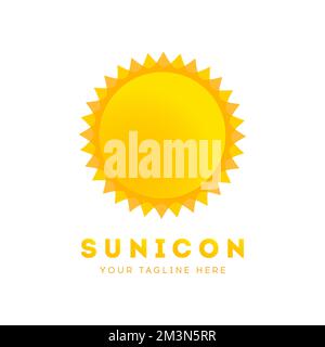 Logo von Summer Sun. Abstrakte Logovorlage für Feiertage. Sonnenschein-Sternensymbol. Sonnenschein Natur Sonnenschild auf weißem Hintergrund. Symbol für abstrakte Vektorform Stock Vektor