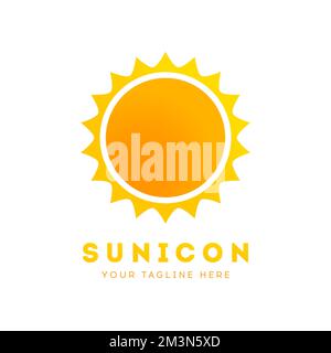 Logo von Summer Sun. Abstrakte Logovorlage für Feiertage. Sonnenschein-Sternensymbol. Sonnenschein Natur Sonnenschild auf weißem Hintergrund. Symbol für abstrakte Vektorform Stock Vektor