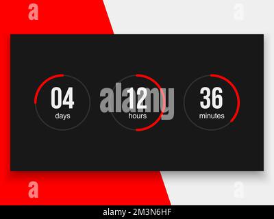 Countdown-Timer-Vektoruhrzähler. Moderner Vektor für den Countdown-Tag. Countdown-Website Vektorvorlage Digitaler Timer Stock Vektor