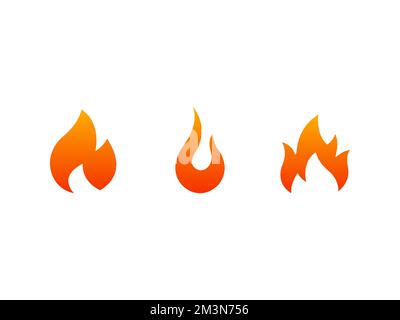 Symbolsatz „Flammen entzünden“. Verschiedene Flammensymbole. Vektordarstellung Stock Vektor