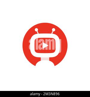 Video-Roboter-Symbol Videobot-Logo-Design Einfache Video-Service-bot-Vektordarstellung Stock Vektor