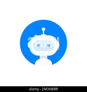 Robotersymbol. Design von bot-Schildern. Konzept des Chatbot-Symbols. Voice-Support-Service bot. Online-Support-bot. Moderne, flache Zeichentrickfigur Stock Vektor