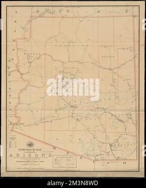 Postroute-Karte des Territoriums von Arizona mit Postämtern mit den mittleren Entfernungen und Postrouten am 1.. Dezember 1903 , Counties, Arizona, Maps, Postdienst, Arizona, Karten, Eisenbahn, Arizona, Karten, Arizona, Karten Norman B. Leventhal Map Center Collection Stockfoto