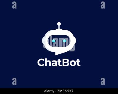 Design-Konzept des Chat bot Logos. Symbol für Virtual Smart Assistant bot. Roboterkopf mit Sprechblase. Kundendienst Chat bot. Vektordarstellung Stock Vektor