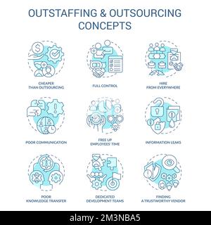 Outsourcing und Outsourcing – türkisfarbenes Konzept Stock Vektor