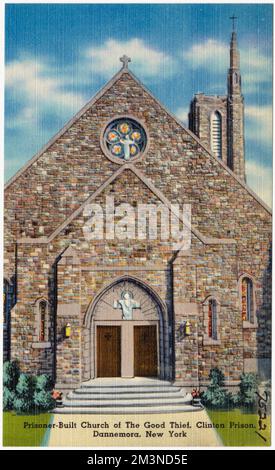Von Gefangenen gebaute Kirche des Guten Diebes, Clinton Gefängnis, Dannemora, New York, Kirchen, Tichnor Brothers Collection, Postkarten der Vereinigten Staaten Stockfoto