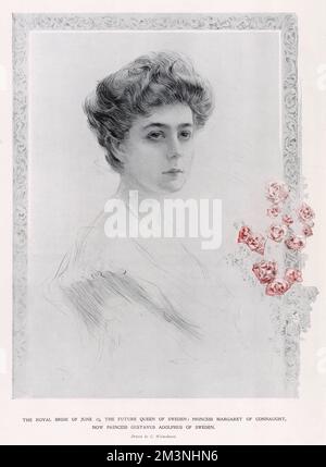 Prinzessin Margaret ('Daisy') von Connaught (1882-1920), gezeichnet von C. Wilmshurst kurz vor ihrer Hochzeit mit Prinz Gustavus Adolphus von Schweden am 15. Juni 1905. Datum: 1905 Stockfoto