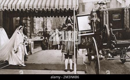 Königliche Hochzeit 1935 - Braut auf dem Weg zum Buckingham Palace Stockfoto