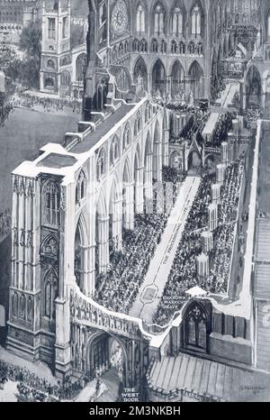 Innenraum der Westminster Abbey am Hochzeitstag Stockfoto