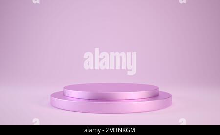 Valentinstag 3D pinkfarbenes Podium auf hellrosa Hintergrund, 3D-Rendering. Stockfoto