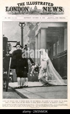 Königliche Hochzeit 1913 - Herzogin von Fife geht zur Kapelle Stockfoto