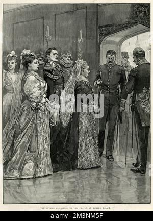 Königliche Hochzeit 1893 - Königin Victoria kommt Stockfoto