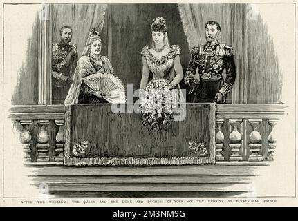 Royal Wedding 1893 - der Balkon im Buckingham Palace Stockfoto