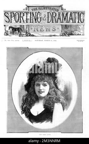 Marie Lloyd, geboren Matilda Alice Victoria Wood (1870 - 1922), britische Musiksängerin, Entertainerin und Comedienne. Eine Superstar-Weltmeisterin zu ihrer Zeit, die das höchste Gehalt eines Entertainers bestritt. Zu Beginn ihrer Karriere auf der Titelseite des Magazins Illustrated Sporting and Dramatical News im März 1892. Datum: 1892 Stockfoto