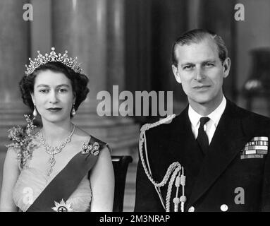 Königin Elisabeth II. Und Herzog von Edinburgh, 1954 Stockfoto