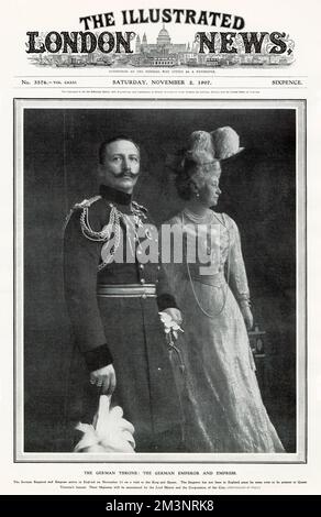 Deutscher Kaiser und Kaiserin zu Besuch in England 1907 Stockfoto