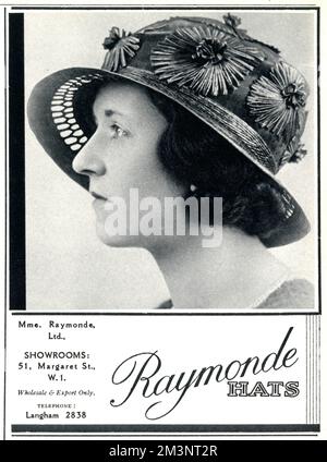 Anzeige für Madame Raymonde Damenhüte 1933 Stockfoto