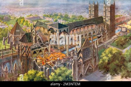 Krönung 1937 - Cutaway of Westminster Abbey Stockfoto