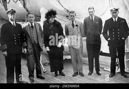 Prince of Wales, Prince George und Stanley Baldwin an Bord, Stockfoto