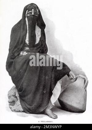 Ägyptische Frau aus Kairo in traditioneller Kleidung. Stockfoto