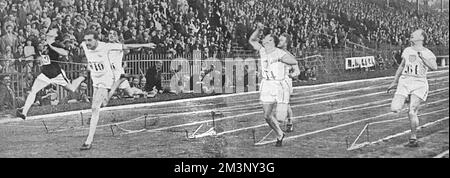 Abrahams gewinnt das 100-m-Finale, die Olympischen Spiele 1924 in Paris Stockfoto