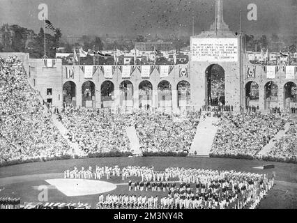 Eröffnungszeremonie der Olympischen Spiele 1932 in Los Angeles Stockfoto