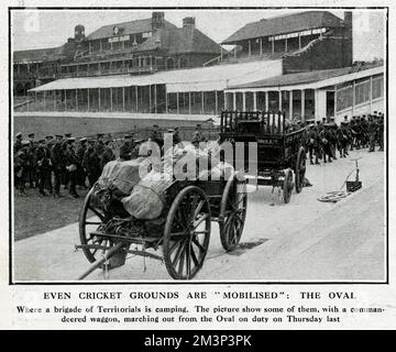 Territorial Army Camping auf dem Oval Cricket Ground, 1. Weltkrieg Stockfoto