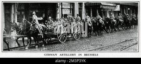 Deutsche Artillerie in Brüssel, 1. Weltkrieg Stockfoto