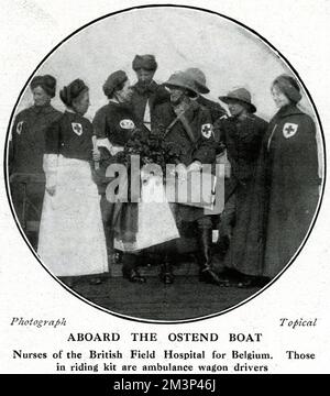 Krankenschwestern an Bord für Belgien, 1. Weltkrieg Stockfoto