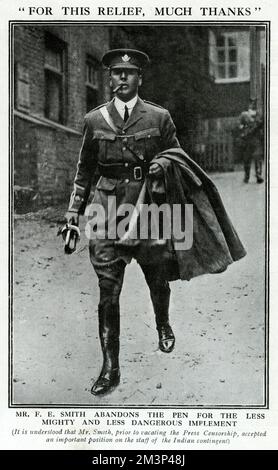 F E Smith MP in Uniform, 1. Weltkrieg Stockfoto