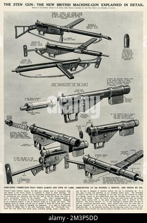 Neue britische Sten-Waffe von G. H. Davis Stockfoto