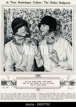 Dolly Sisters tragen den Bulldoggenkragen 1924 Stockfoto