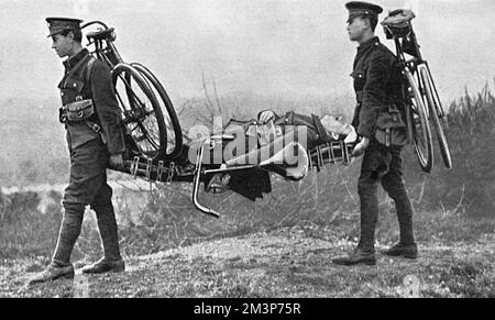 Fahrrad als Bahre, Armee-Radkorps, 1. Weltkrieg Stockfoto