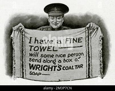 Werbespot für Wright's Coal Tear Soap WW1 Stockfoto