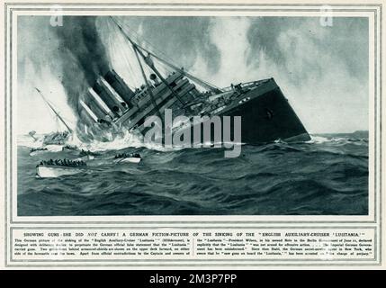 German zeigt Waffen auf der Lusitania 1915 Stockfoto