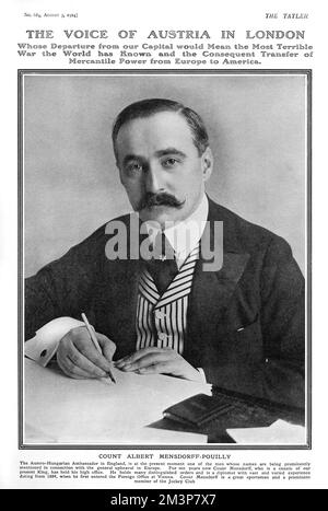 Graf Albert Mensdorff-Pouilly, Österreichisch-Ungarischer Botschafter Stockfoto