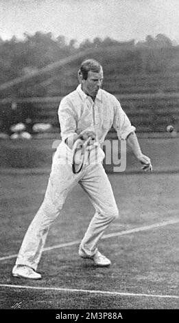 Tennisspieler Anthony Wilding Serving, 1905 Stockfoto