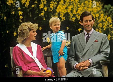 Königliche Familie - Prinz Charles, William und Prinzessin Diana Stockfoto