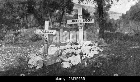 Grab von Rupert Brooke in Skyros Stockfoto