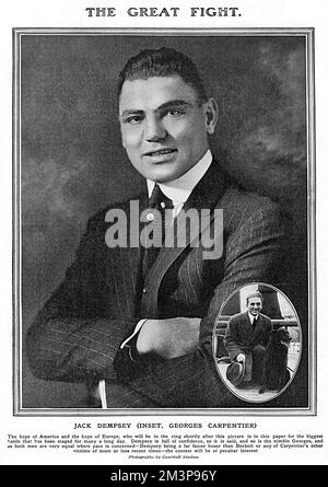 Jack Dempsey gegen Georges Carpentier Stockfoto