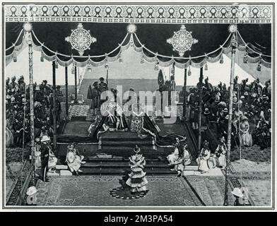 George V. und Mary, Krönung Delhi, Durbar, Indien 1911 Stockfoto